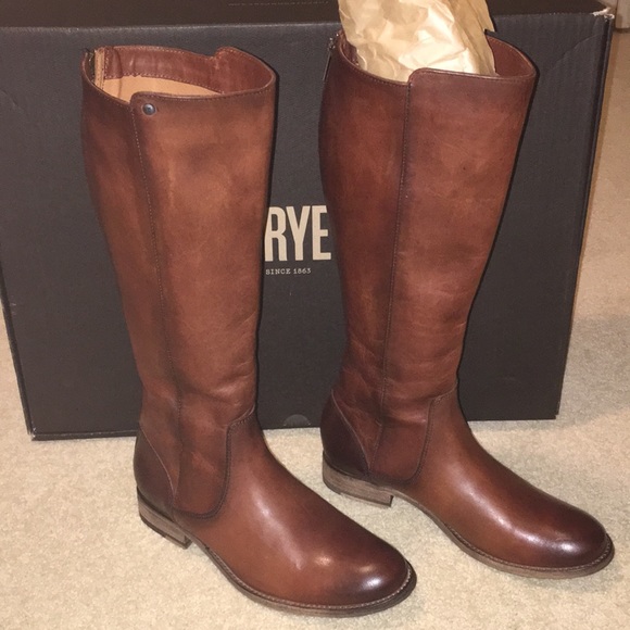Frye Shoes - Frye Melissa Stud Back Zip Boots Cognac Size 6 1/2